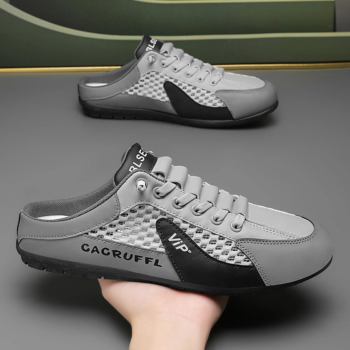 Men's Footwear – Fashionable Sports Slippers with a Mesh Design, Offering Breathable and Refreshing Comfort, Lightweight and Non-Slip, Suitable for Daily Outdoor Wear, Home Footwear, Casual Shoes, and Sports-Style Slippers